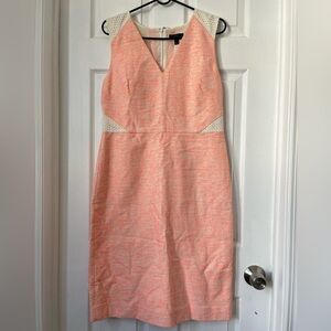 J. Crew Sleeveless Tweed Eyelet Sheath Dress Orange Size 12